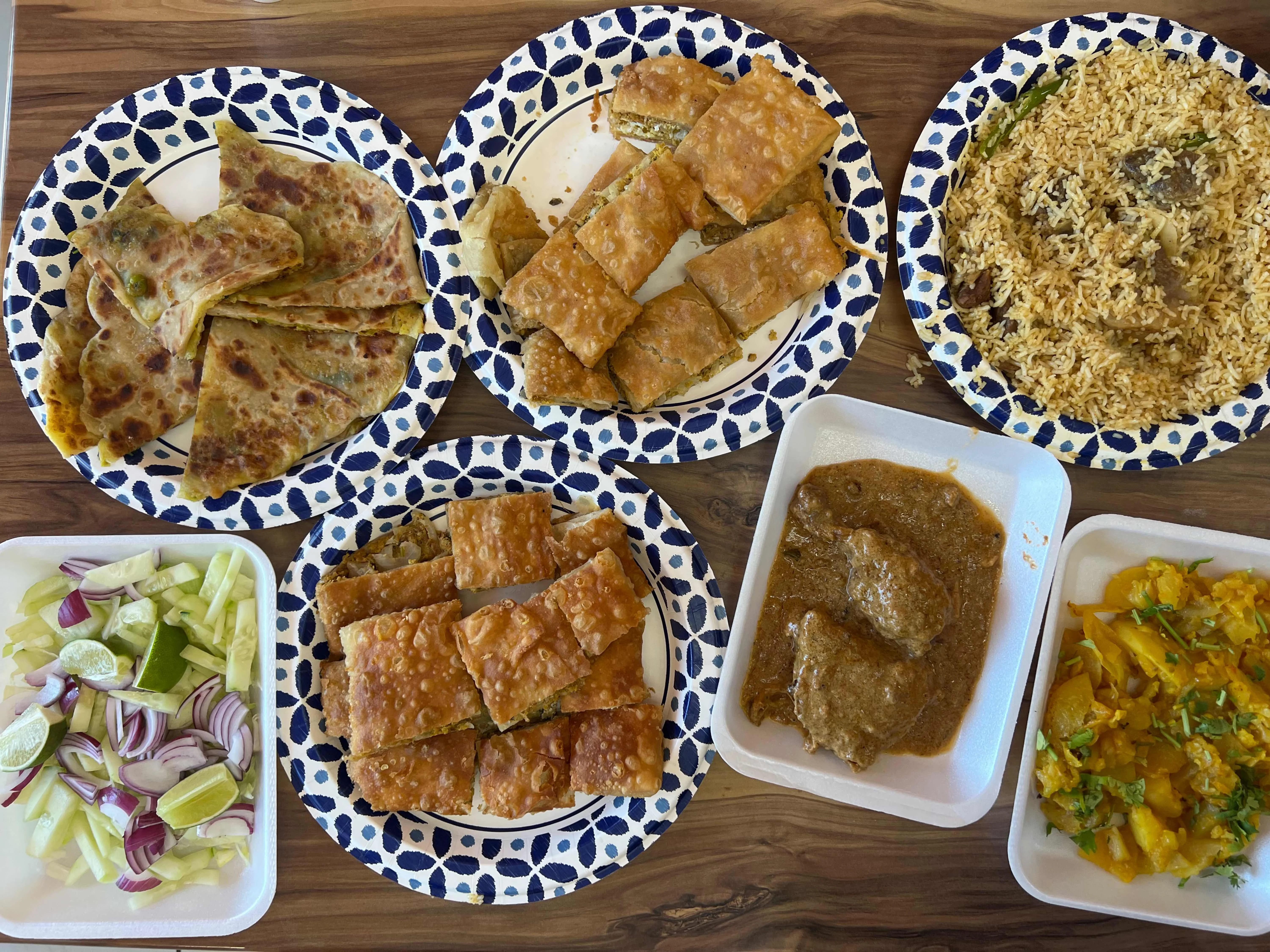 Aromatic biryani with rice, meat, and spices